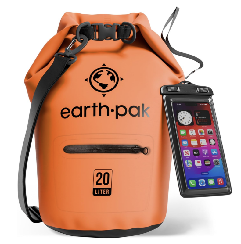 Earth Pak Waterproof Dry Bag with Zippered Pocket - Waterproof Dry Bag Backpack Keeps Gear Dry